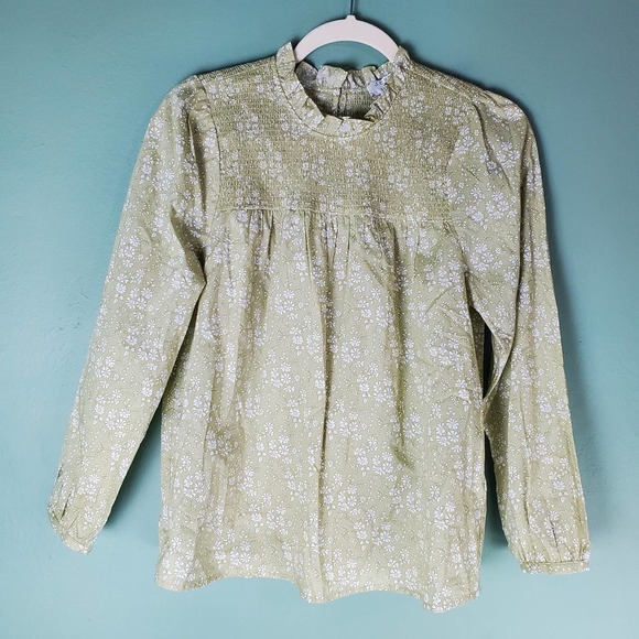 J. Crew Womens Smocked Button Back Top Liberty Capel Floral Organic Cotton Small - Picture 1 of 8